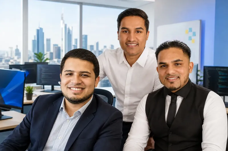 Das Team von Internet am Dornbusch in einem hellen Büro in Frankfurt